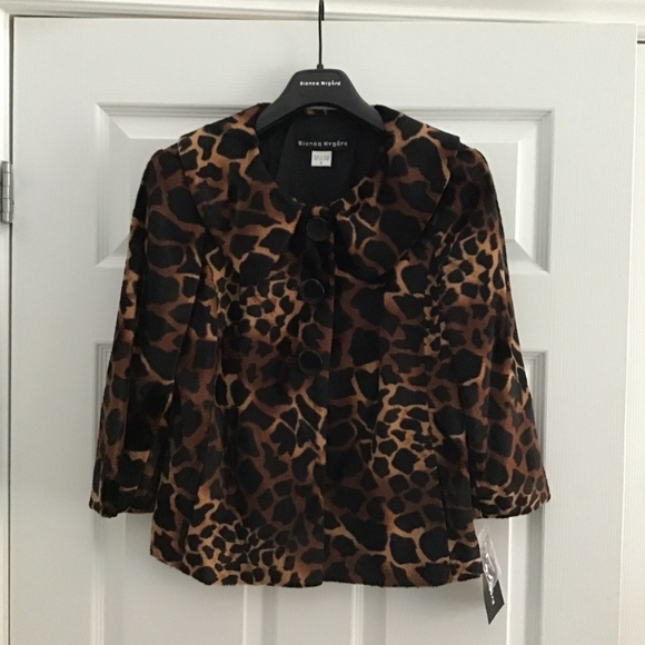Brown animal print 3/4 sleeve short jacket size 8 (M) - Picture 6 of 7